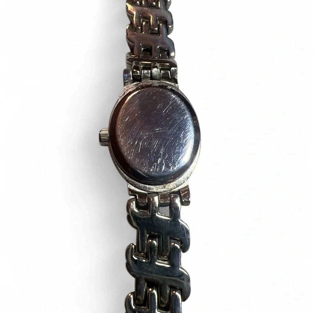 Da Vanci Vintage Quartz Mother Pearl Silver Tone Bracelet Watch Japan NEW‎ BATT